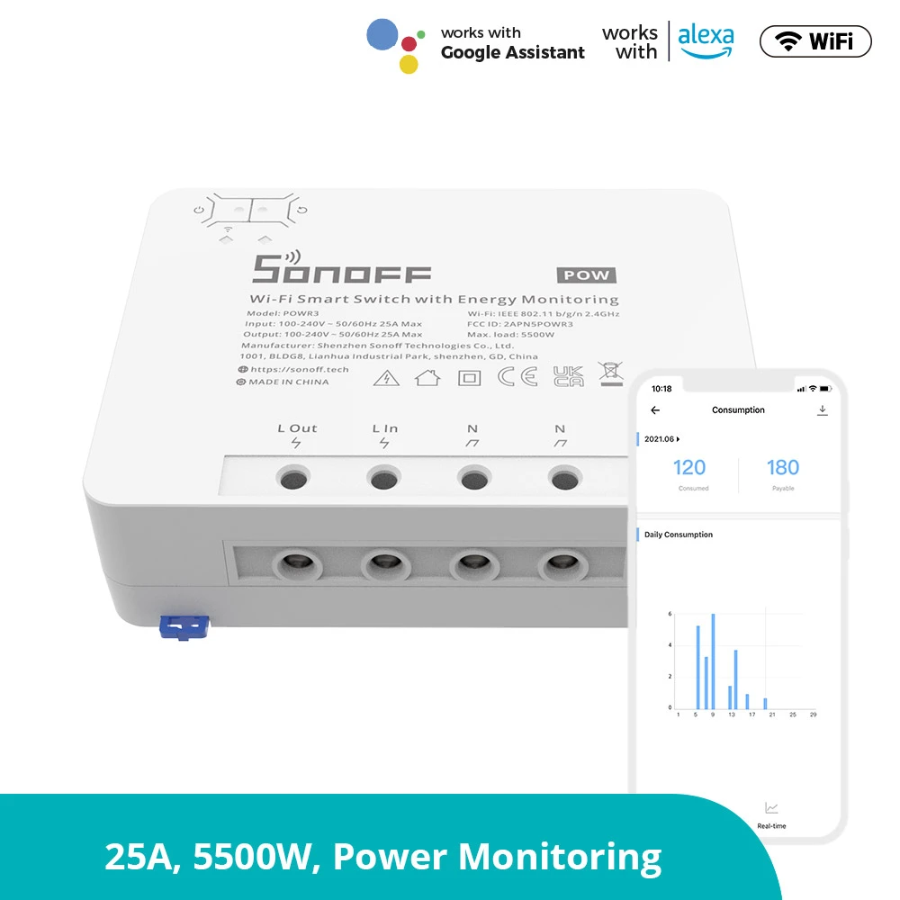 SONOFF Pow R3 - Έξυπνος Διακόπτης WiFi Υψηλής Ισχύος με Παρακολούθηση