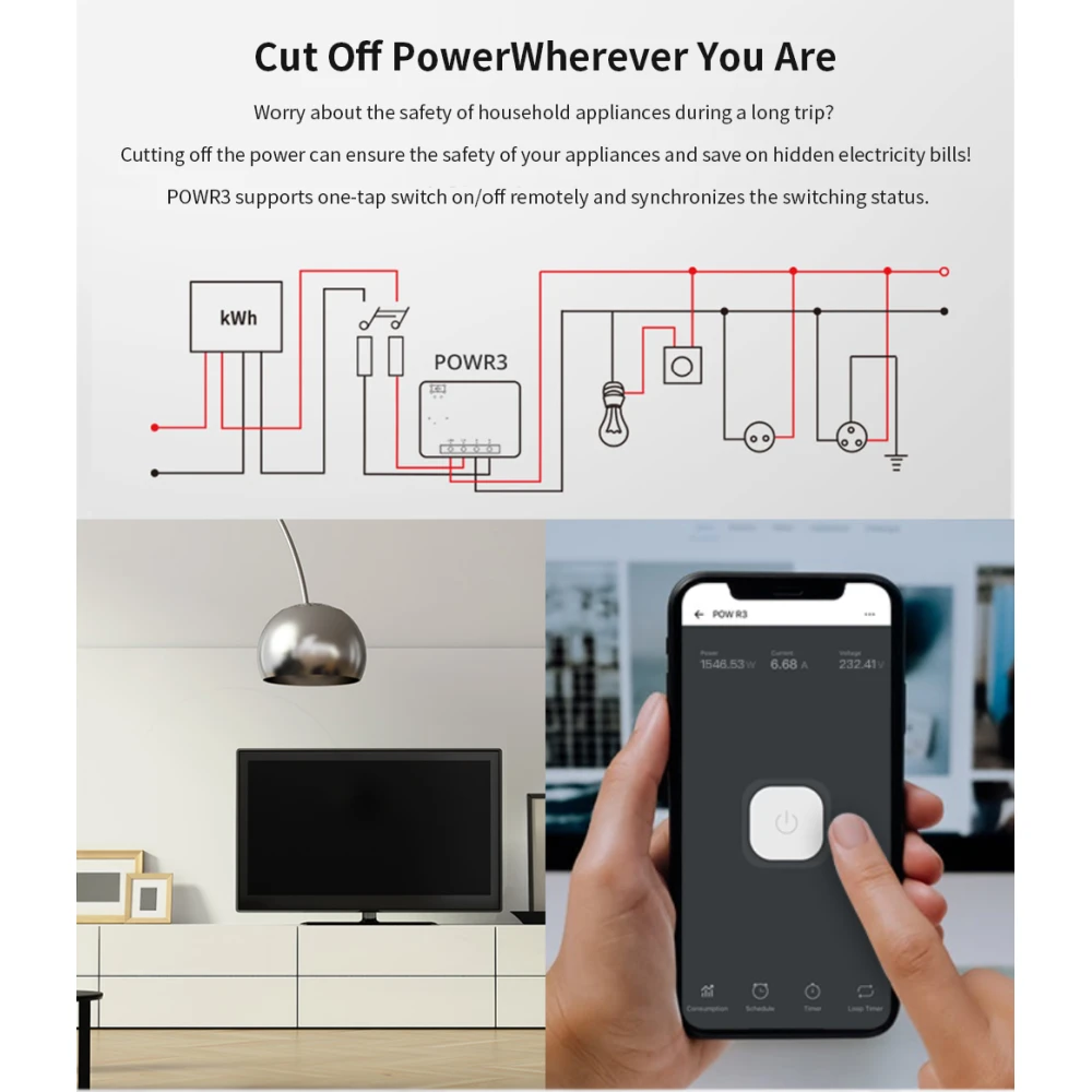 SONOFF Pow R3 - Έξυπνος Διακόπτης WiFi Υψηλής Ισχύος με Παρακολούθηση