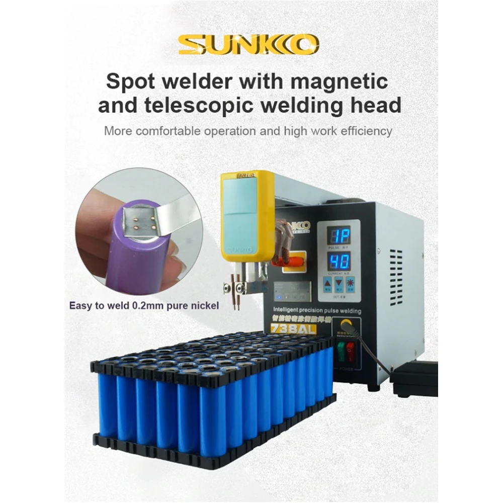 SUNKKO 738AL: Μηχανή σημειακής συγκόλλησης για μπαταρίες λιθίου 18650