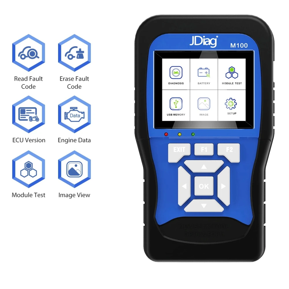 Διαγνωστικό tester μοτοσυκλέτας Jdiag M100 - κωδικοποίηση, TPS, ABS και αντικλεπτικό