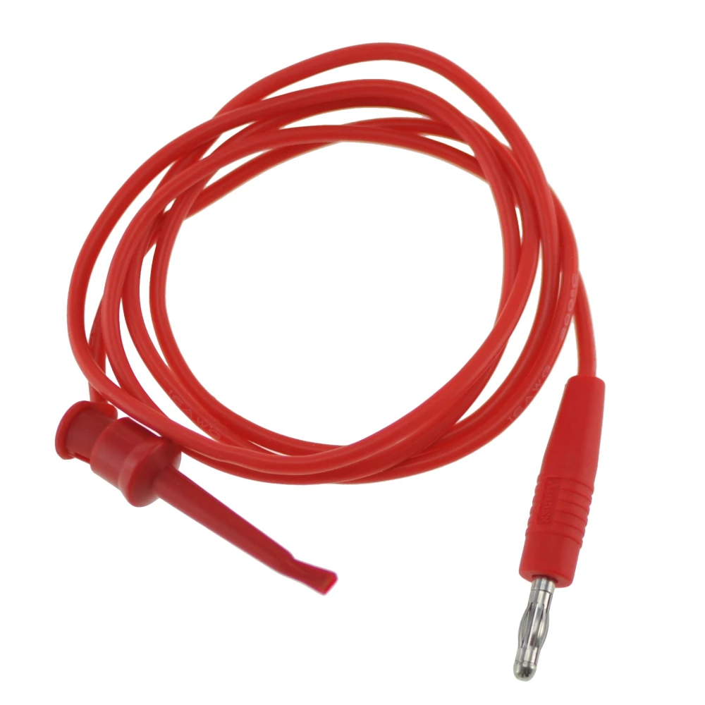 Tl22080 Καλώδιο δοκιμής με γάντζο και banana 1 m 16AWG κόκκινο Satkit
