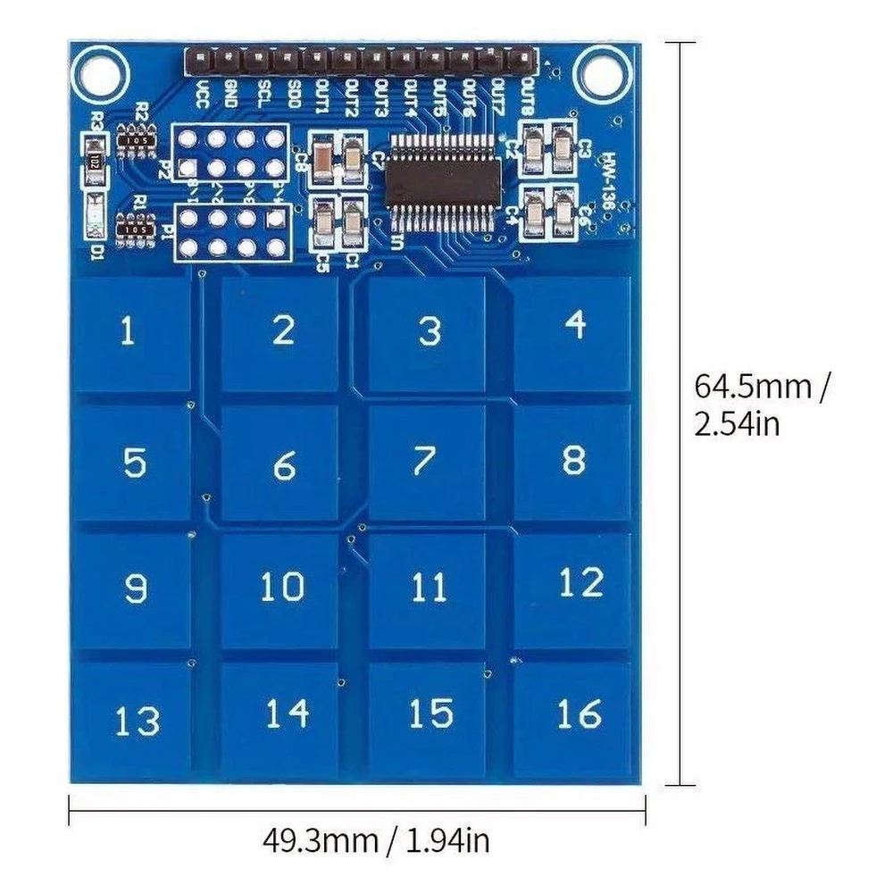 TTP229 μονάδα χωρητικού αφής 16 καναλιών για Arduino