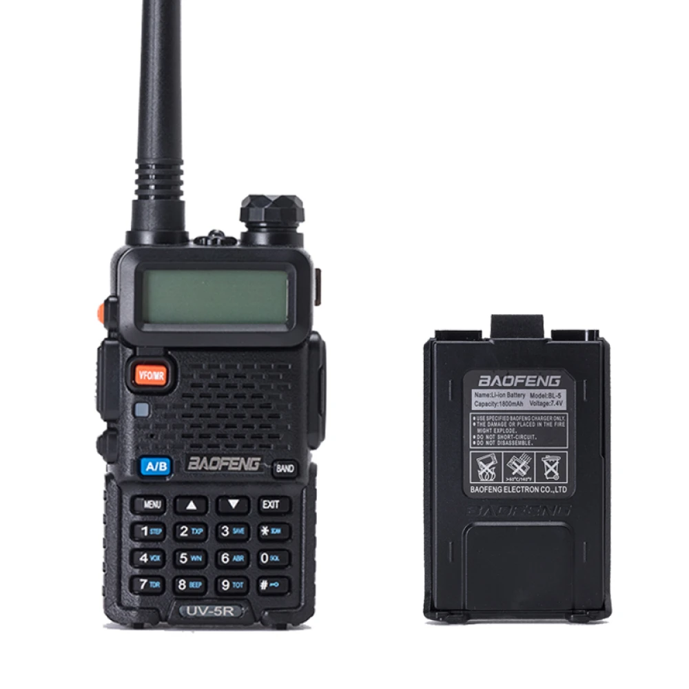 Walkie Talkie Baofeng UV-5R 8W με ακουστικό και dual band VHF/UHF