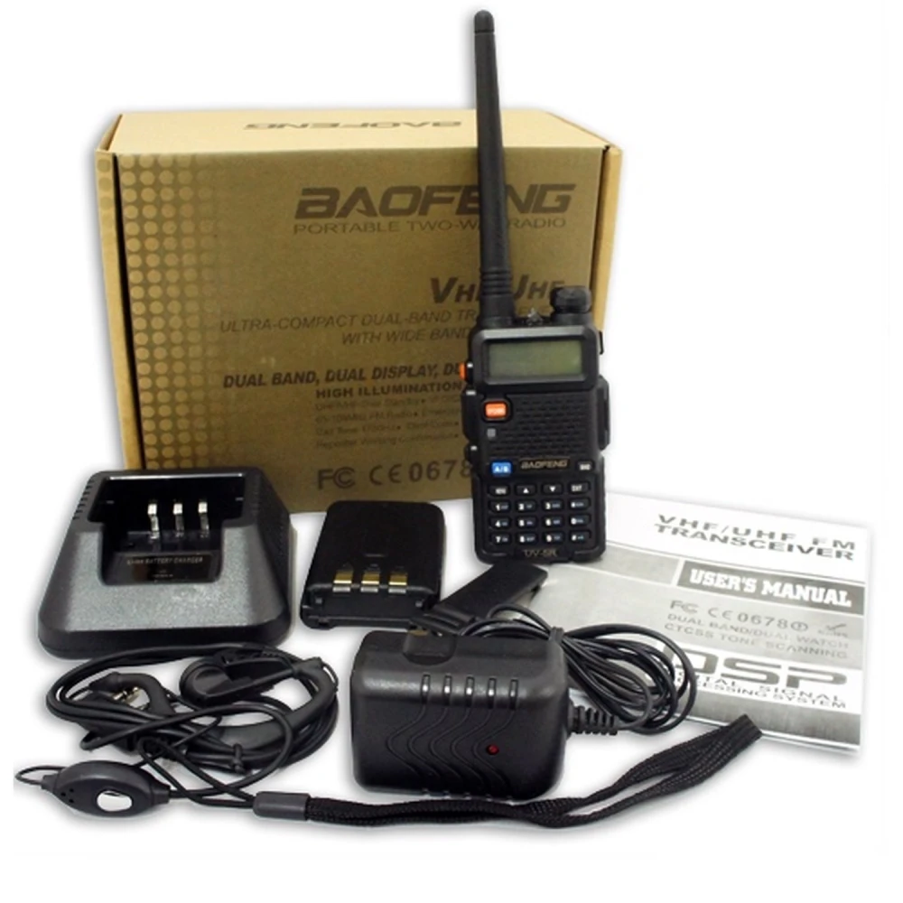 Walkie Talkie Baofeng UV-5R 8W με ακουστικό και dual band VHF/UHF