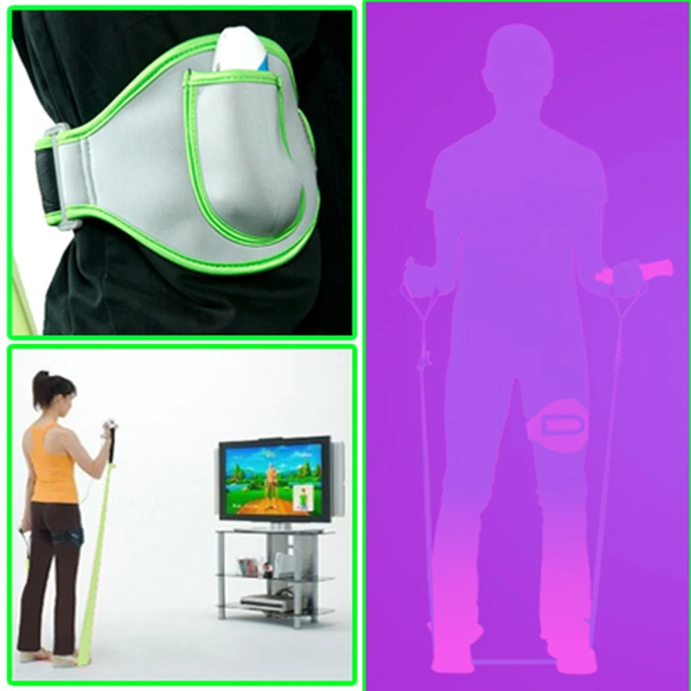 Vista del Wii 2 en 1 Active Sports Pack con banda y cinta para ejercicios Wii
