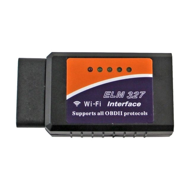 Μαύρος αντάπτορας ELM327 WiFi με πορτοκαλί ετικέτα
